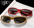 2024 Factory Custom logo Big Shades Glasses Outdoor Sports Driving Steampunk Sunglasses Women Mirror Sports Y2K Sun Glasses