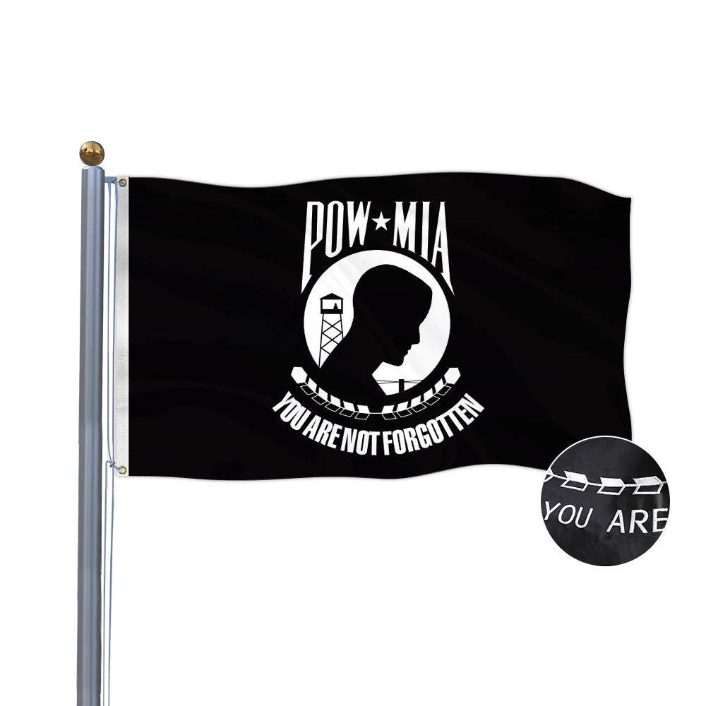2025 3X5 FT Embroidered POW MIA Banner Polyester Flag for Agriculture Use