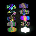 Stock Design Pattern rainbow Colorful Printing Iridescent 4 Ways Elastic Spandex Reflective Fabric for Night Sports Clothing