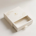 Customized Gold Foil Stamped Embossed Luxury Jewelry Necklace Drawer Box Matte Ivory White Rigid Cardboard JEWELLERY STORAGE