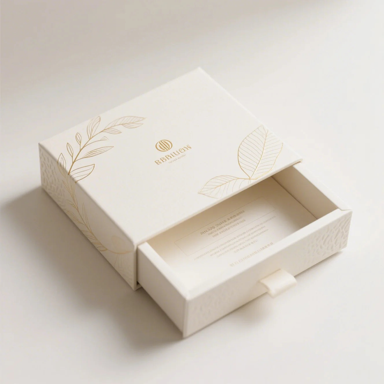 Customized Gold Foil Stamped Embossed Luxury Jewelry Necklace Drawer Box Matte Ivory White Rigid Cardboard JEWELLERY STORAGE