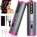 USB Rechargeable LCD Display Cordless Hair Curling Iron Automatic Wireless Rotating Deep Waver Fast Heating for Home Hotel Use