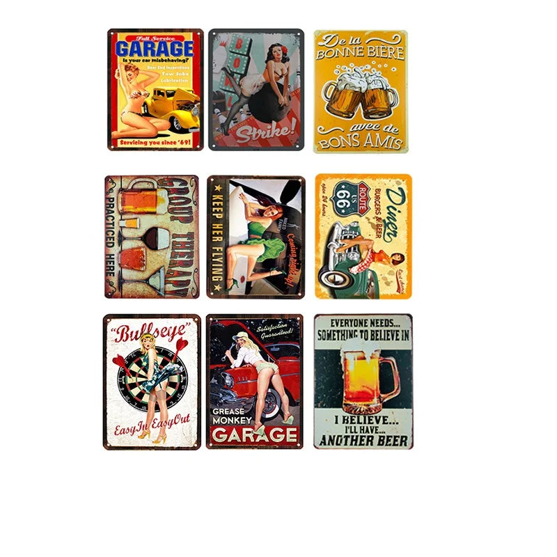 American Retro Aluminum Sheet Painting Manufacturer Coffee Shop License Plate Round Garden Bar Wall Decoration Blank Plate