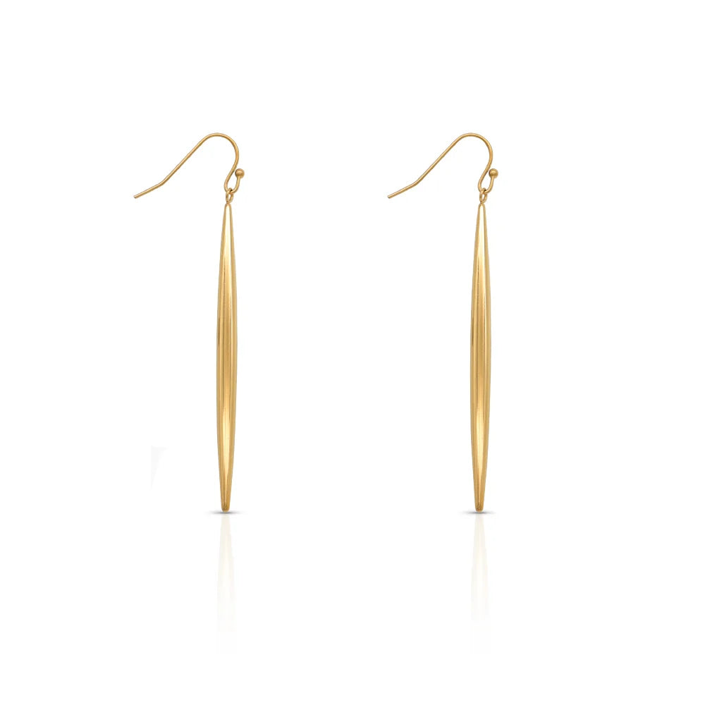 Chris April 316L Stainless Steel PVD Gold Plated Needle Pin Drop Earrings