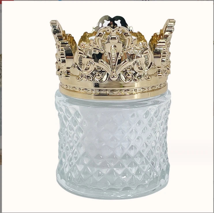 High End Cosmetic Crown Diamond Glass Bottle Cream Bottle Split Flask Skincare Product Packaging Materials with Inner Liner