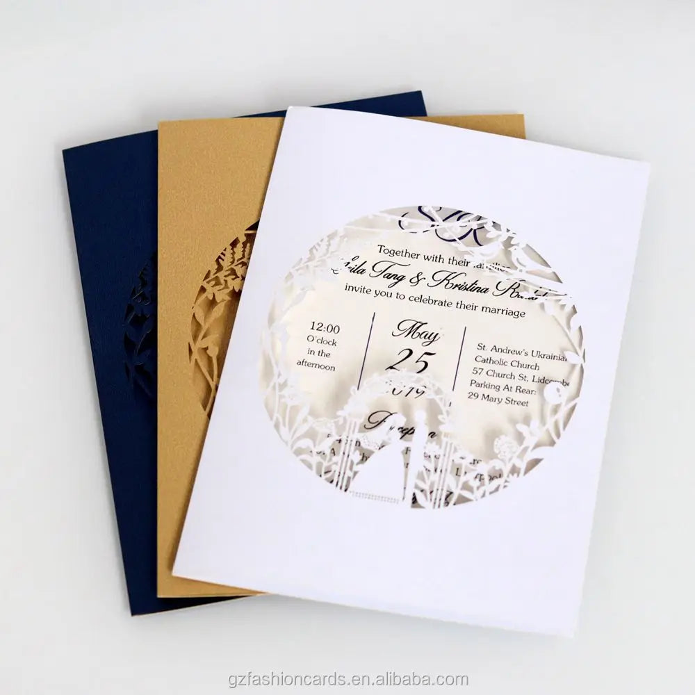 Laser Cut Portrait Marriage Invitation Card Wedding Cards Iridescent Paper and Custom Laser Cut Birthday Invitation Cards MegaBDM