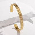 Beimai OEM Fashion Embossed Open Stainless Steel Bangle