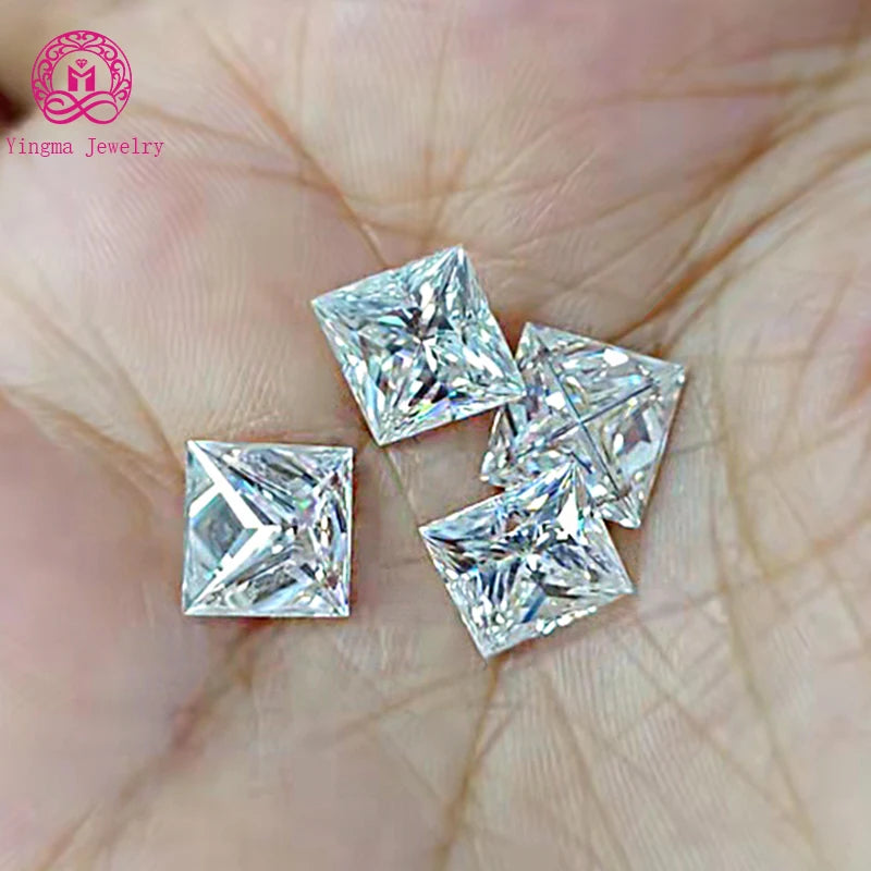 Yingma Bulk Stock Cheap Price 3A Quality Princess Cut Moissanite Loose Gemstone White Moissanite