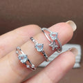 Classic Wedding Party 925 Sterling Silver White Gold Plated Emerald Cut Natural Aquamarine Women's Couple Ring Set