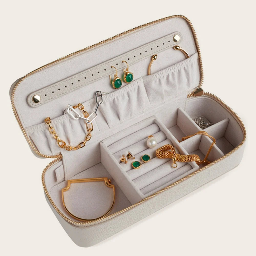 Fashion Earring Necklace Ring Tray Holder Storage Zipper Box Luxury Portable Travel Jewelry Organizer case