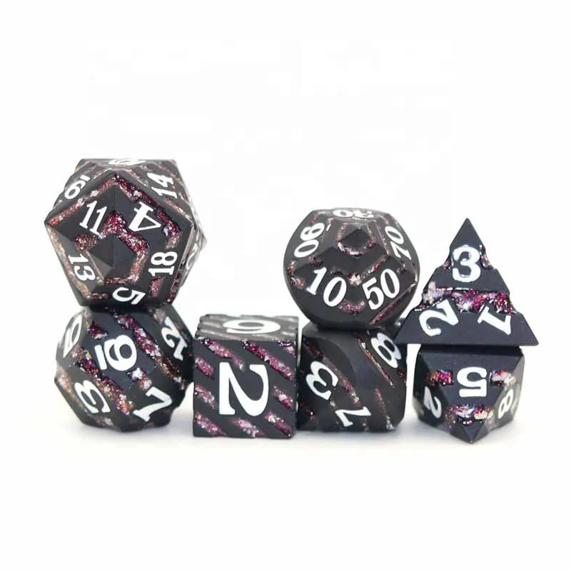 DND RPG Custom Striped Polyhedral Metal Dice Set Made of Zinc Alloy for Gaming Use
