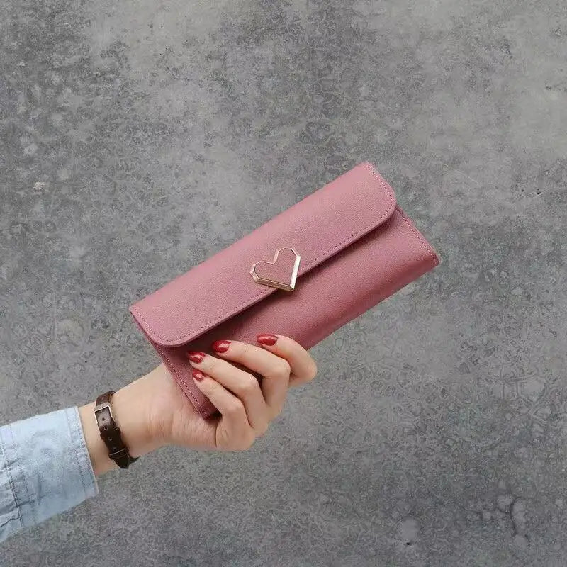 Factory Fashion Heart Design Long Wallet PU Leather Women Wallets Clutch Bag Fashion Women's Purse