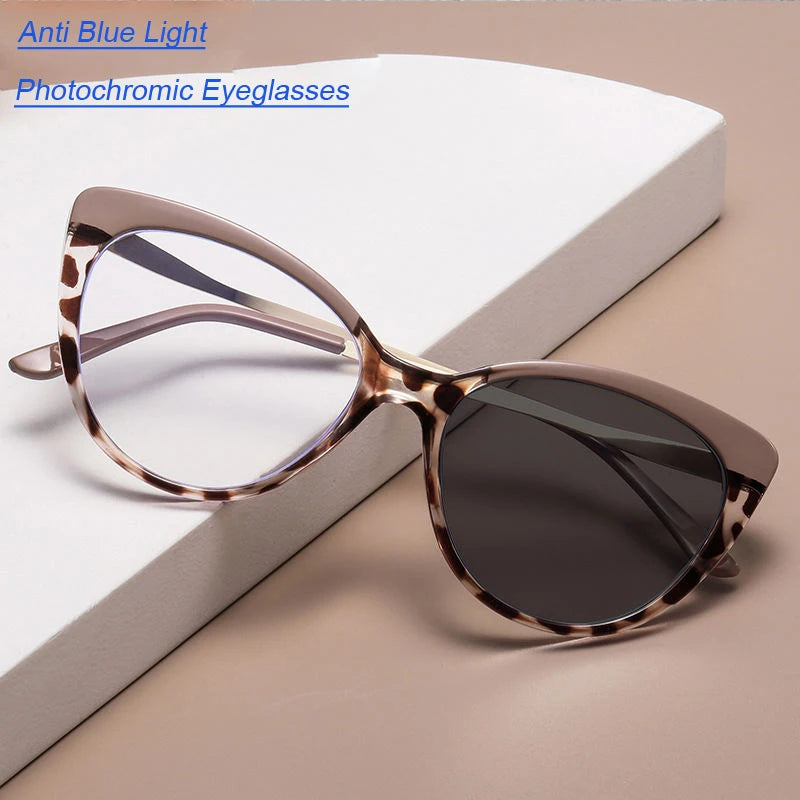 Vintage Optical Eyewear Photochromic Women Computer Glasses Anti Blue Light Blocking Glasses