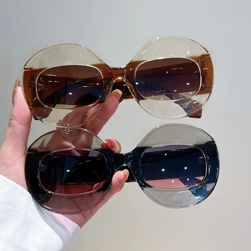 488 New Fashion Luxury Brand Designer Sun Glasses Trendy Transparent Hip Hop Custom Logo Oversized Round Sunglasses Women