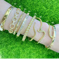BC2044 18K Gold Plated Brass Bracelet Star Heart CZ Snake Baguette Hand Cuff Bangle Bracelet