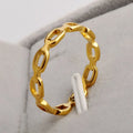 Fashion Wholesale 18K PVD Gold Plated Square Hollow Chain Ring Non Tarnish Woman Jewelry Rings for Her Gift