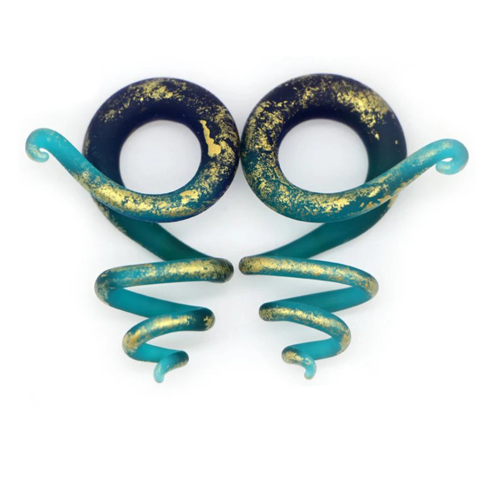 Evorte AB Glass Spiral Ear Tapers Plugs Teardrop Gauges Expander Weights Flesh Tunnels Tragus Helix Piercing Body Jewelry Gold