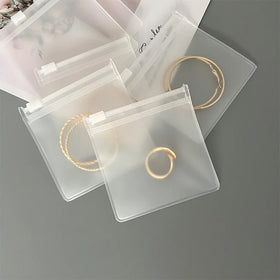 SC Jewelry Zipper Buckle Transparent Bags for Necklaces Earrings Bracelets Dustproof Thick Jewelry EVA Frosted Ziplock Bags