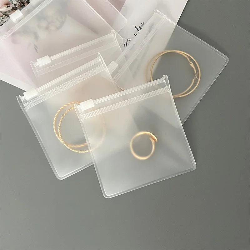 SC Jewelry Zipper Buckle Transparent Bags for Necklaces Earrings Bracelets Dustproof Thick Jewelry EVA Frosted Ziplock Bags