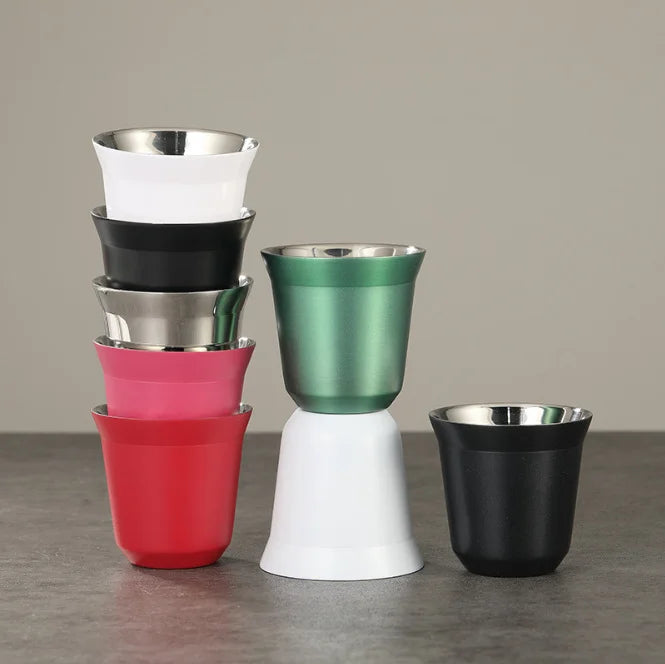Double-Layer Stainless Steel Espresso Thermos Cups Receiving Powder Cups Coffee Capsule Cups Spot Wholesale