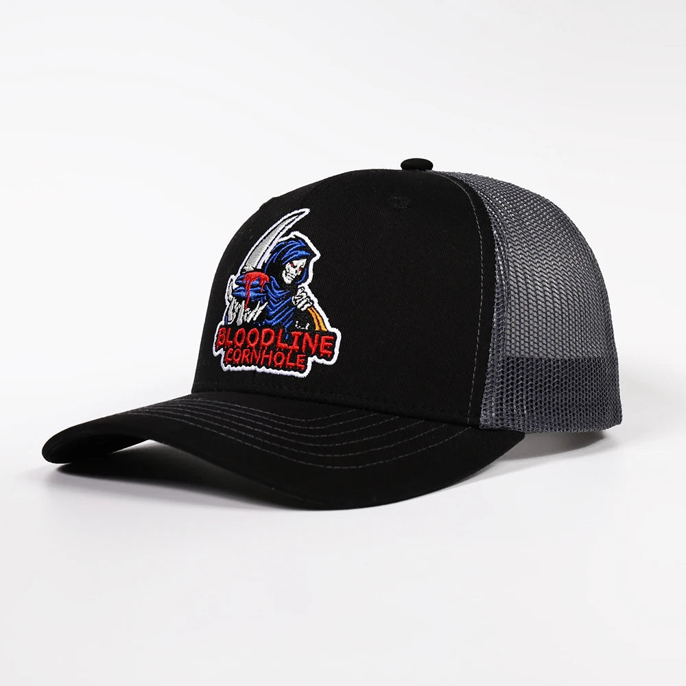 Custom Design Mens Classic Cotton Gorras 6 Panel Black Mesh Snap Back Cap Embroidery Logo 112 Trucker Hat