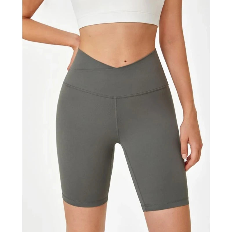 F230110 Women Crisscross Workout Short High Waist Compression Scrunch Back Yoga Short Pants Custom Sports Gym Shorts