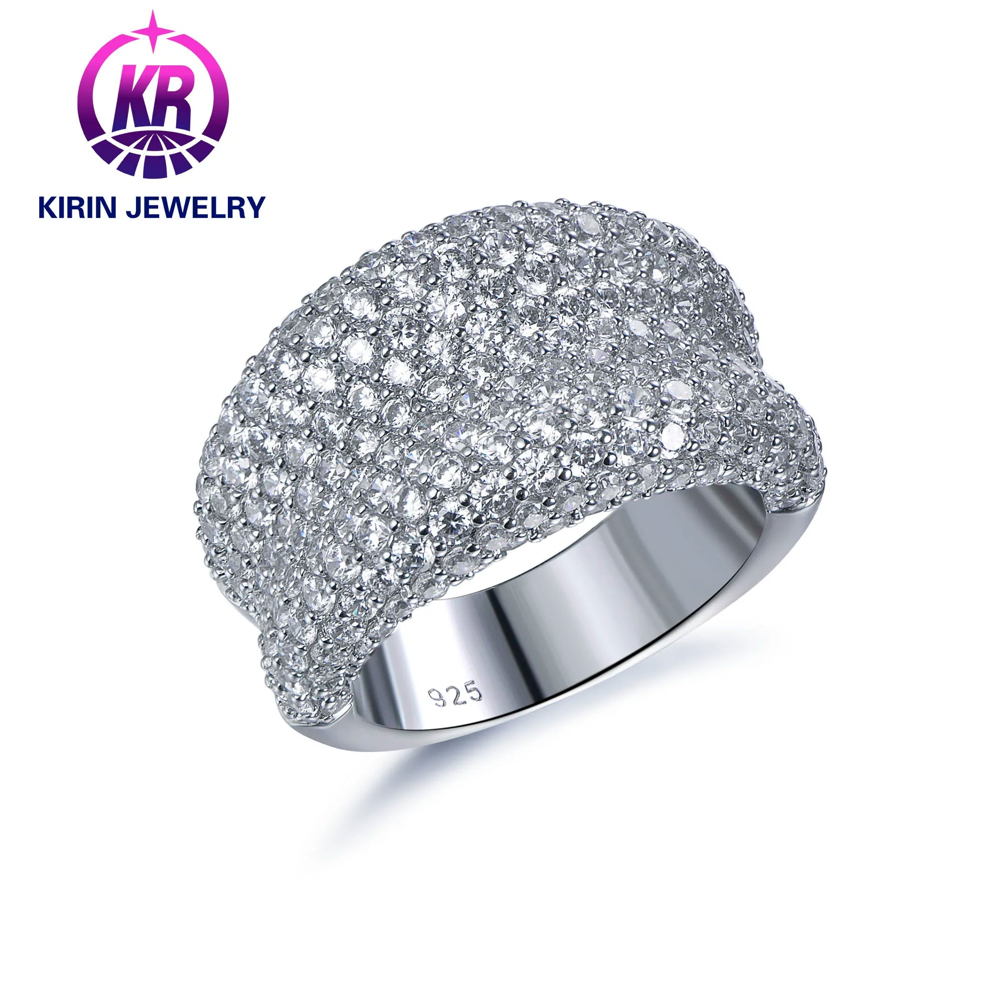 Eternity Ring in 925 Sterling Silver Classic Design with Full White Beauty Cubic Zirconia & Rhodium Plated Diamond for Weddings