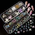 Nail Charms Glitter Crystal Bear Nail Jewelry 3D Half Round Pearl Resin Bow Nail Art Decoration