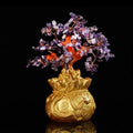 DIY Natural 7 Chakra Amethyst Crystal Gravel Chip Stone Tree Handmade Colorful Tree of Life Carving