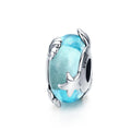 925 Sterling Silver Light Blue Murano Glass Beads fit Women Bracelet Jewelry Starfish Charm DIY jewelry accessories SCC1257
