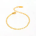 18K PVD Gold Plated Waterproof Stainless Steel Basic Paper Clip Chain Bracelet for Women Wholesale Jewelry