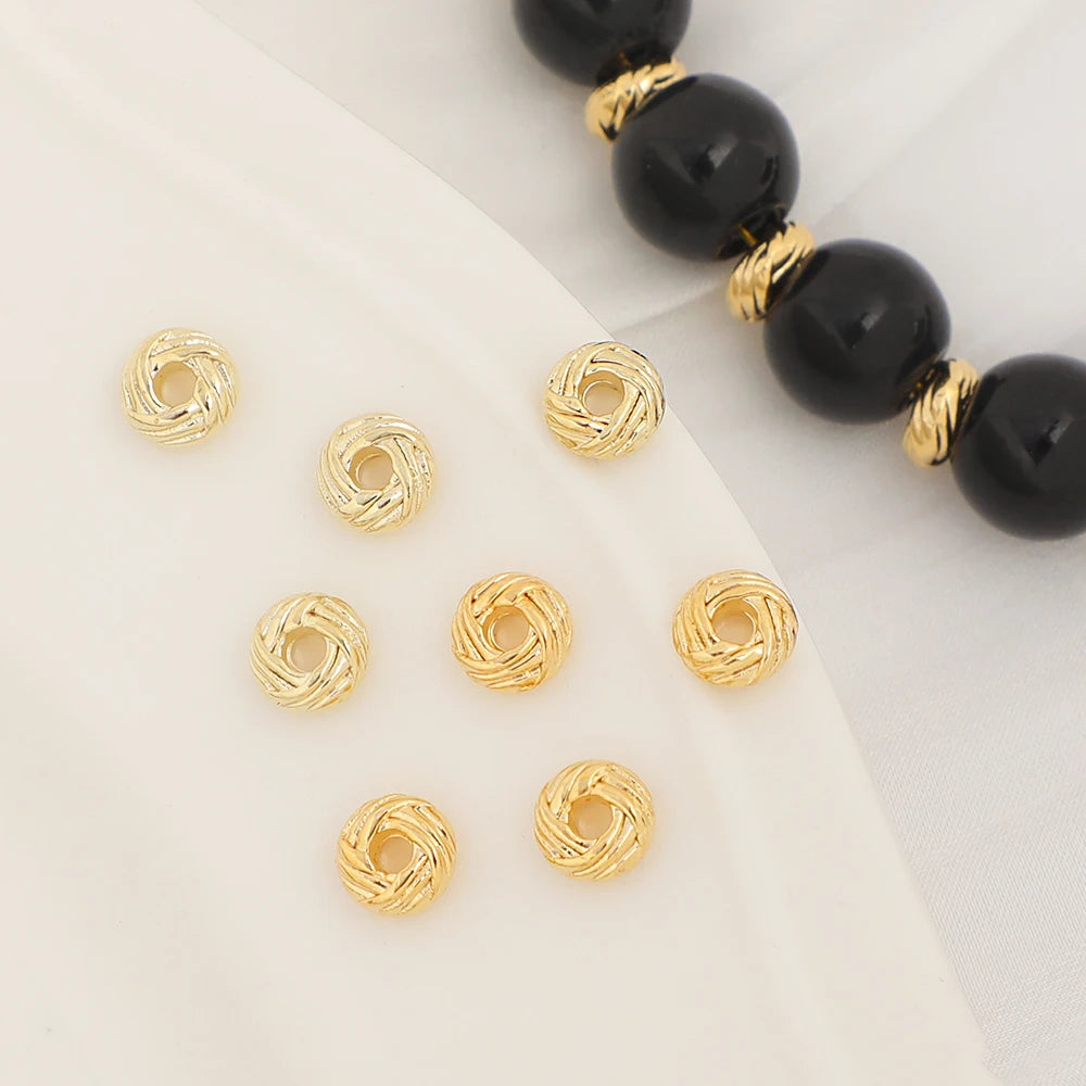 14K Gold Plated Brass Scattered Beads for Jewelry Making Pineapple-shaped Pattern Spacer Beads for Jewelry Accessories