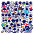 50Pcs Cute Cartoon Astronaut Fly to the Moon Decorative Stickers for Laptop Scrapbook Kid Bedroom Wall Sticker