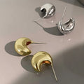 Thick C Hoop Earrings 925 Sterling Silver Gold Plating 3D Moon Shape Earrings for Women Wholesale