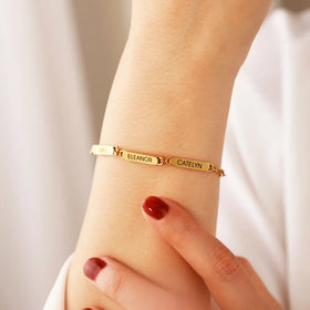Hainon Personalized Stainless Steel Engraved Name Bracelet for Women's Fashionable DIY Jewelry
