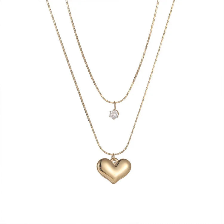 Popular Women's Stainless Steel Gold Plated Link Chain Heart Shape Pendant Necklace for Wedding Party Engagement Gift