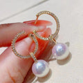 E1275 8-9mm DIY Natural Freshwater Pearl Charm Earrings Mounting Accessory 925 Sterling Silver Gold Plated  Jewelry for Women