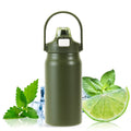 1500ml Outdoor Double-Wall Stainless Steel Wide Mouth Vacuum Flask Waterproof Sports Hot Water Bottle with Straw Lid