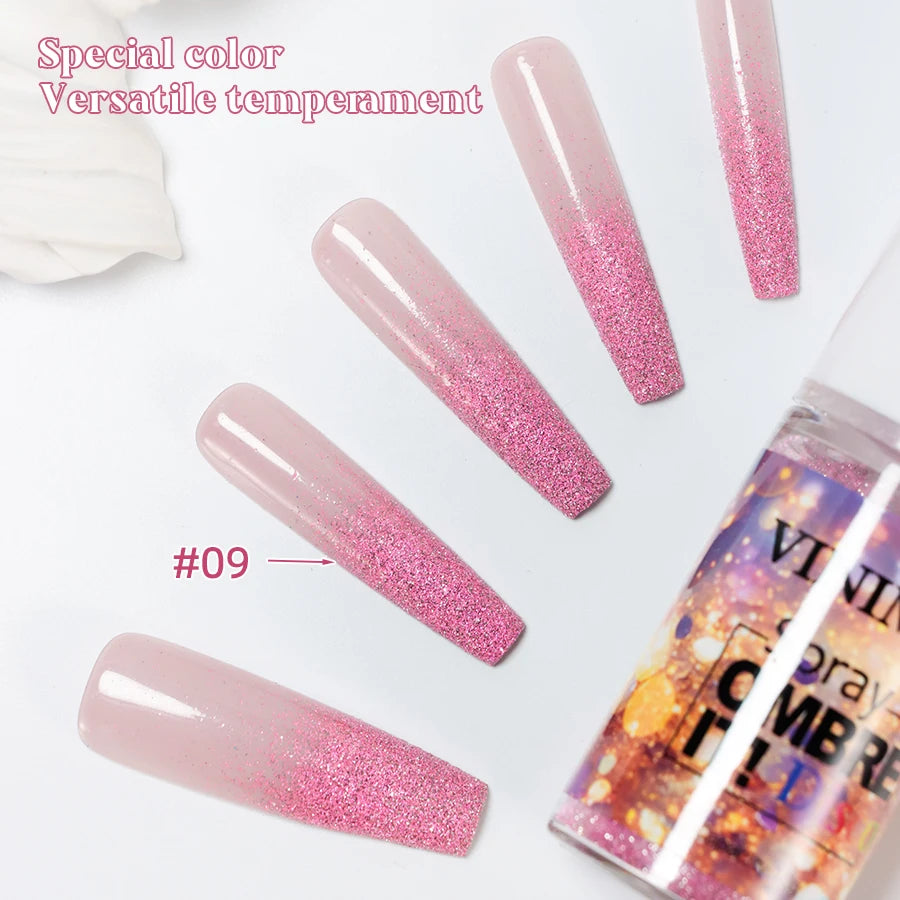 Vinimay Factory Wholesale 12 Color Disco Nail Spray Powder Easy to Press Out Nail Acrylic Glitter Powder for Nail Art Powder