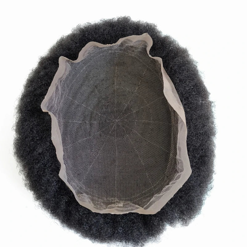Afro Curly Natural Indian Remy Human Hair Full Lace Base Men Hair Piece Male Toupee