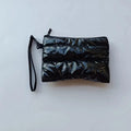 Fashion Mini Wristlet Pufffer Bag with Chains Zipper Closure Waterproof Lightweight Puffer Fabric Tote Case for Daily Use