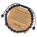 Valentine's I Love You Card Morse Code Small Bead Tiger Eye Natural Stone Bracelet for Men Boyfriend Husband Couple Gift