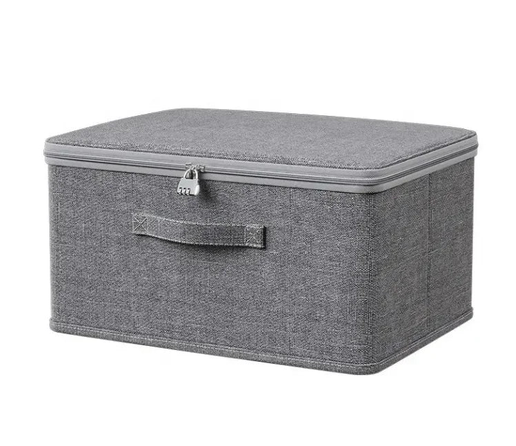 Foldable Rectangle Cloth Storage Box with Lock Bedroom Clothes and Sundries Sorting Storage Basket