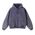 Wholesale Oversized Streetwear Zip up Sun Faded Stone Acid Washe Premium Cotton Fleece Hoodies Vintage Unsex for Men Women