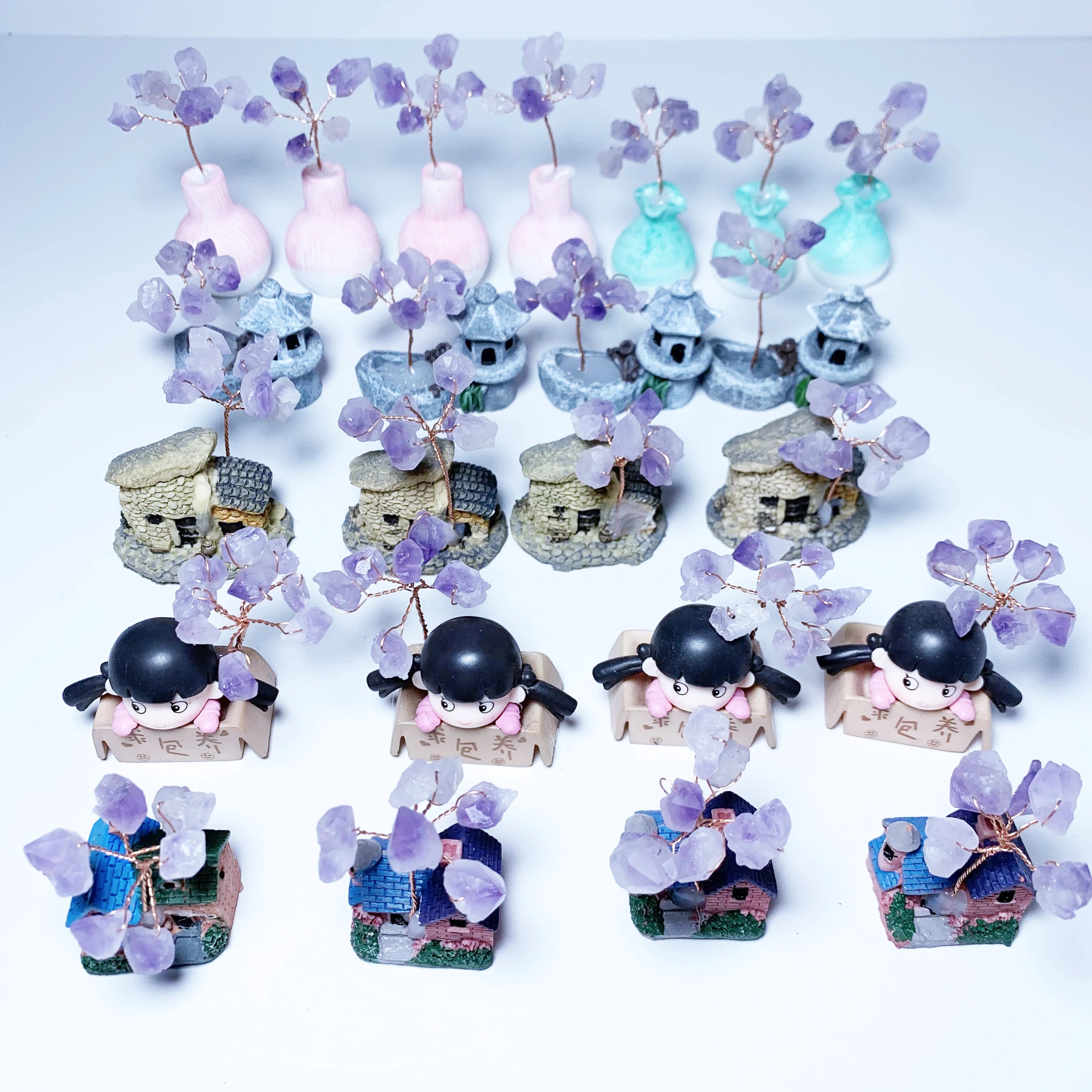 Wholesale High Quality Natural Crystal Art Sculpture Quartz Hand Carved Crystal Amethyst Tree for Crafts