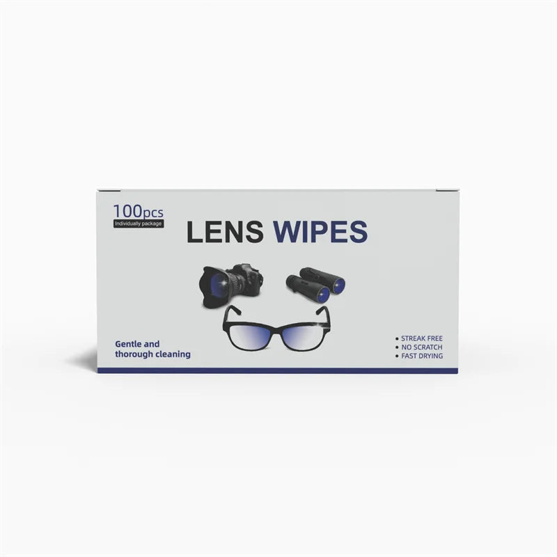 Factory Stock Quick Clean Shine Dust Free Pre-moistened Lens Disposable Glasses 100Pcs Cleaning Wipe