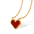 Wholesale Love Gold Heart Red Pendant Stainless Steel Necklace 18k Gold-Plated Heart Jewelry Small Waist Exquisite Tarnish Free