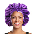 Hot Sale Women Beauty Monochromatic Color Double Layer Satin Night Sleep Cap Hair Bonnets Sleeping Cap Women for Hair Care