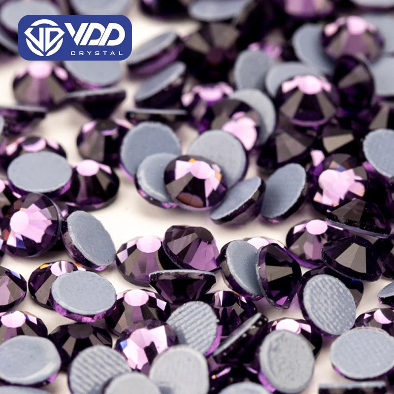 VDD 035 Tanzanite High Quality Hot-Fix Glass Rhinestone Crystal Flatback Strass Stones for DIY Garment Decoration Wedding Dress