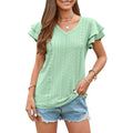 2024 Summer New Women's Fashion T-shirt With Hollowed Out Lotus Leaf Sleeves for Comfortable and Casual Women's Top